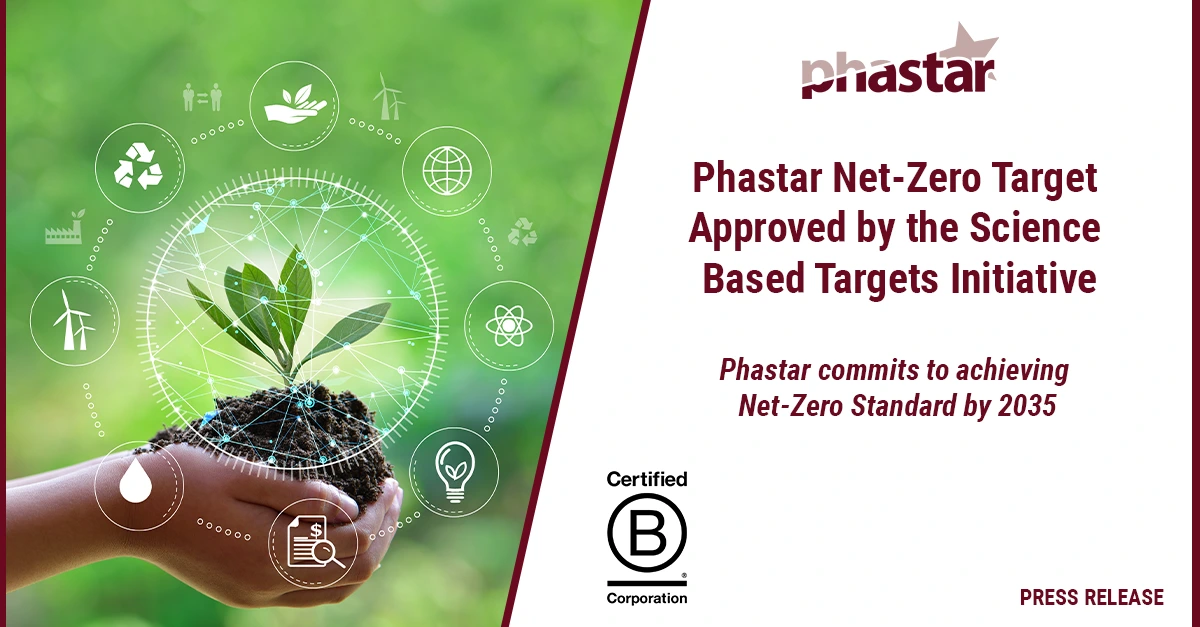 Phastar press release on its net-zero target being approved by the Science Based Targets initiative, committing to net zero by 2035